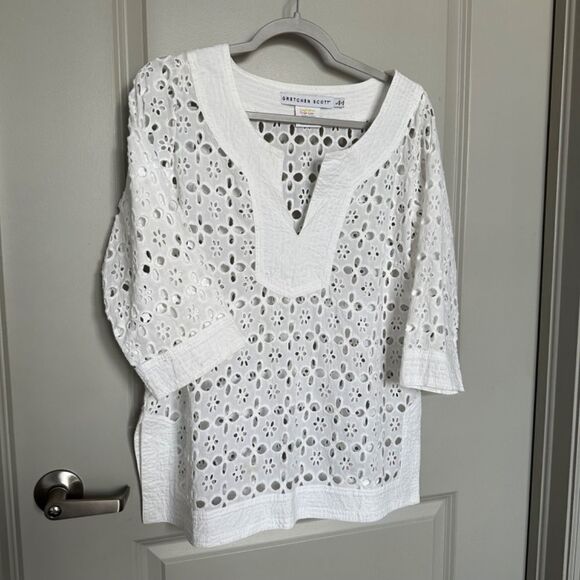 Gretchen Scott Cotton Eyelet Tunic - Alibi - Size L - Picture 1 of 7